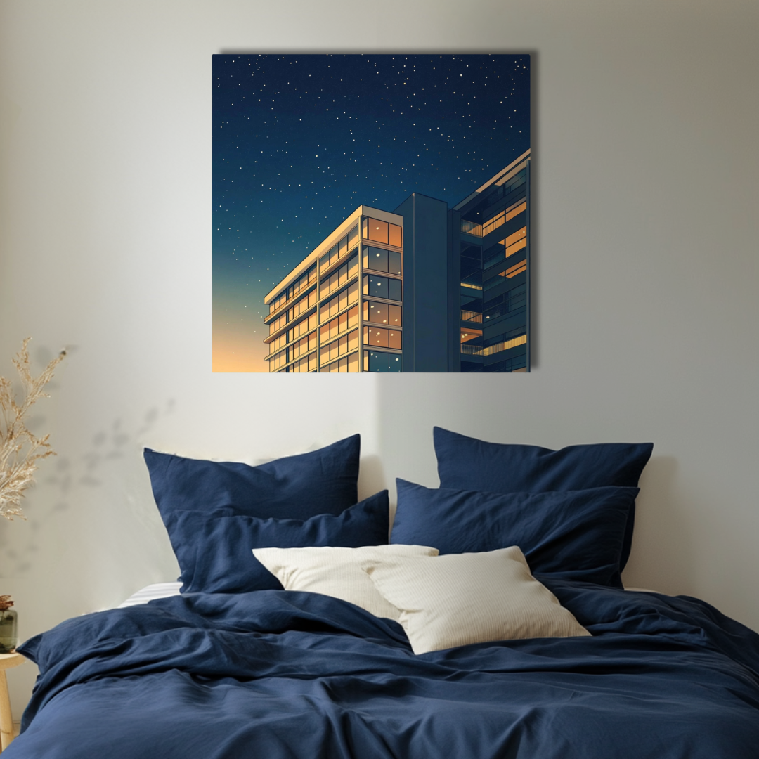 Building sous les étoiles - Tableau minimaliste