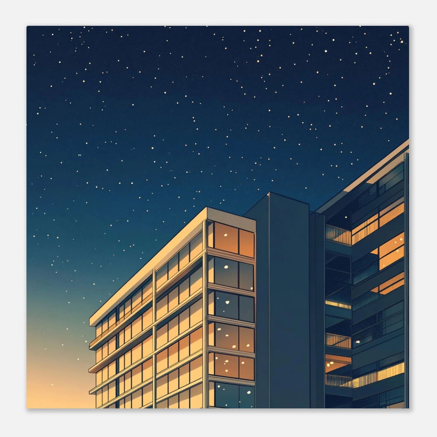 Building sous les étoiles - Tableau minimaliste - Studio Elysium