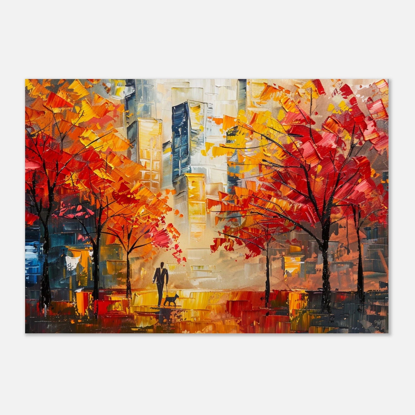 Late urban dog walk - Tableau paysage abstrait - Studio Elysium