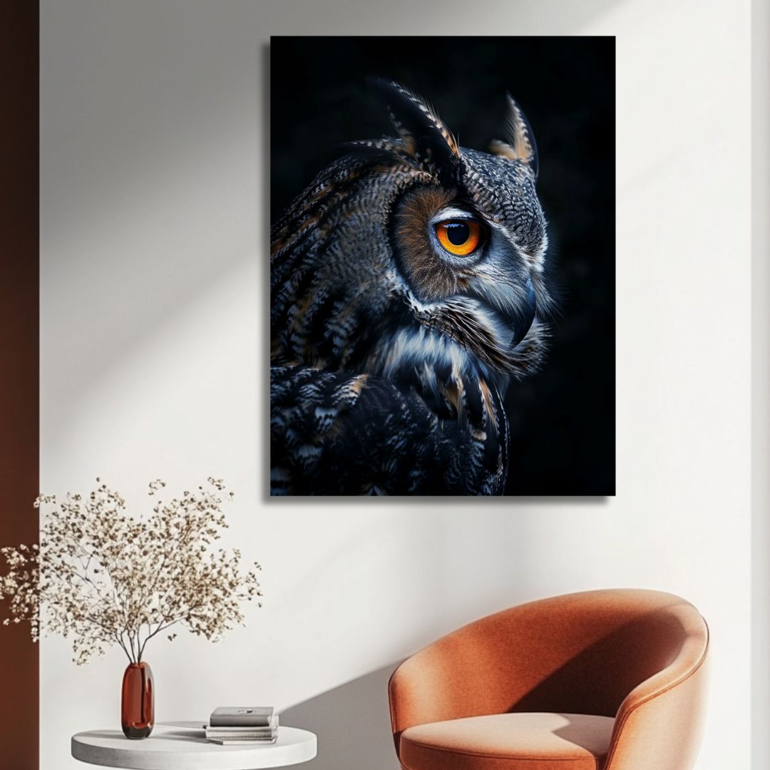 Chouette Fond noir - Tableau animal