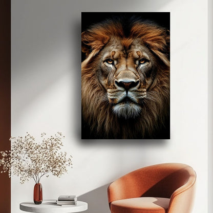 Lion Fond noir - Tableau animal